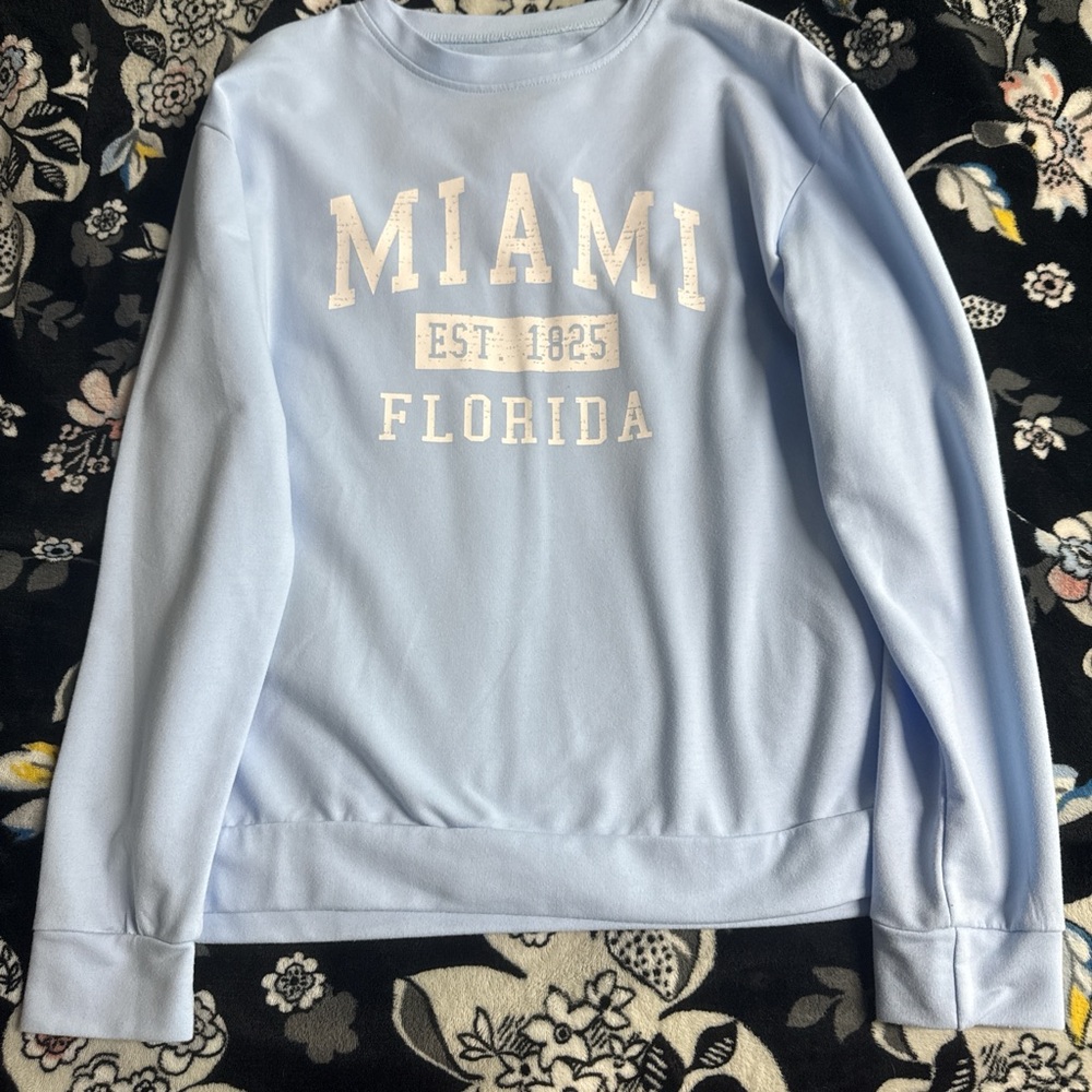 ROMWE Light Blue Miami Sweatshirt